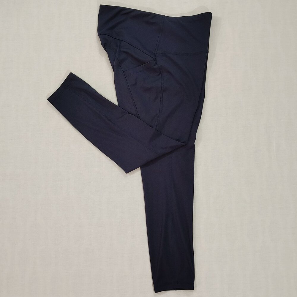 All In Motion High Waist Yoga Leggings Sz L Navy Athletic Workout Pants Pockets - Picture 15 of 15